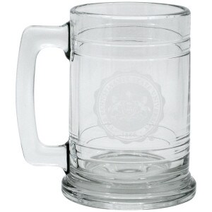 glass tankard with etched Penn State University Seal